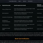 Lucky Mister KYC and payment verification information on the sign-up page